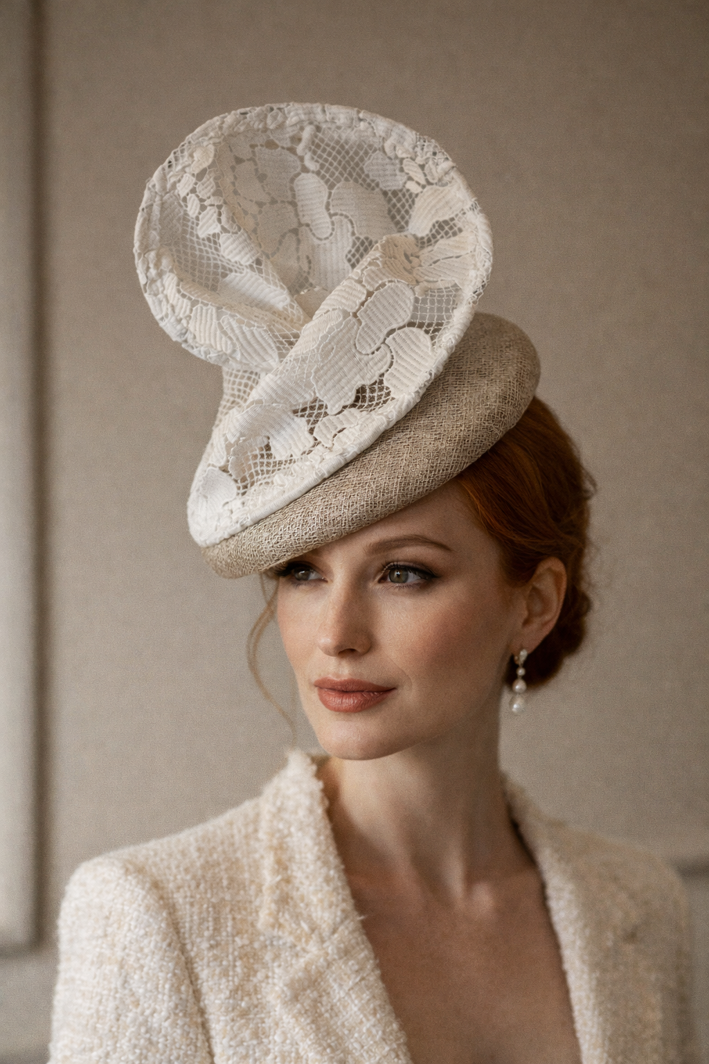 Ivory Lace Halo Sculptural Headpiece